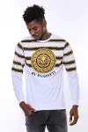 Beyaz Baskılı Taşlı Bisiklet Yaka Sweatshirt - Wessi-3
