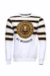 Beyaz Baskılı Taşlı Bisiklet Yaka Sweatshirt - Wessi-5