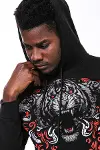 Siyah Kapşonlu Baskılı Sweatshirt - Wessi-3