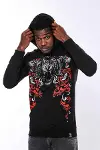 Siyah Kapşonlu Baskılı Sweatshirt - Wessi-1