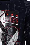 Lacivert King Queen Baskılı Graffiti Sweatshirt | Wessi-2