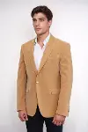 Geniş Sivri Yakalı Kadife Koyu Sarı Erkek Ceket - Wessi-4