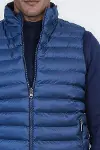 Çift Taraflı Kapitone Dik Yaka Mavi Erkek Kışlık Şişme Yelek - Wessi-2