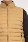 Çift Taraflı Kapitone Şişme Dik Yaka Koyu Krem Erkek Kışlık Yelek - Wessi-2