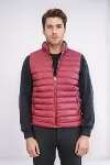 Çift Taraflı Kapitone Şişme Dik Yaka Bordo Erkek Kışlık Yelek - Wessi-2