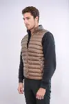 Çift Taraflı Kapitone Şişme Dik Yaka Koyu Kahverengi Erkek Kışlık Yelek - Wessi-4