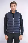 Çift Taraflı Kapitone Dik Yaka Lacivert Erkek Kışlık Şişme Yelek - Wessi-2