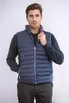Çift Taraflı Kapitone Dik Yaka Lacivert Erkek Kışlık Şişme Yelek - Wessi-5