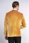 Kadife Slim Fit Sarı Erkek Smokin Ceket - Wessi-6