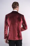 Kadife Slim Fit Bordo Erkek Smokin Ceket - Wessi-6