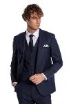 Ekose Desenli Yelekli Slim Fit Lacivert Erkek Takım Elbise - Wessi-5