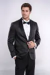 Nokta Desenli Slim Fit Siyah Erkek Smokin Ceket - Wessi-1