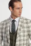 Ekose Ceketli Slim Fit Yeşil Erkek Takım Elbise - Wessi-2