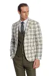 Ekose Ceketli Slim Fit Yeşil Erkek Takım Elbise - Wessi-4