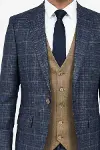 Ekose Ceketli Slim Fit Lacivert Erkek Takım Elbise - Wessi-2