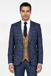 Ekose Ceketli Slim Fit Lacivert Erkek Takım Elbise - Wessi-3