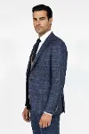 Ekose Ceketli Slim Fit Lacivert Erkek Takım Elbise - Wessi-4