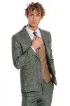 Ekose Ceketli Slim Fit Yeşil Erkek Takım Elbise - Wessi-4