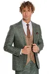 Ekose Ceketli Slim Fit Yeşil Erkek Takım Elbise - Wessi-6