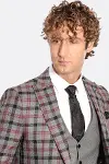 Ekose Ceketli Slim Fit Gri Erkek Takım Elbise - Wessi-2