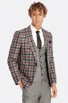 Ekose Ceketli Slim Fit Gri Erkek Takım Elbise - Wessi-3