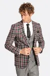 Ekose Ceketli Slim Fit Gri Erkek Takım Elbise - Wessi-4