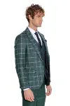 Mavi Yelekli Slim Fit Ekose Yeşil Erkek Takım Elbise - Wessi-6
