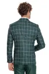 Mavi Yelekli Slim Fit Ekose Yeşil Erkek Takım Elbise - Wessi-7