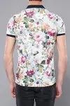 Beyaz Botanik Gül Desenli Polo Yaka T-Shirt | Wessi-3
