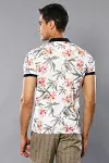 Krem Tropikal Çiçek Desenli Polo Yaka T-Shirt | Wessi-3