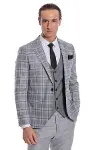 Ekose Ceketli Slim Fit Gri Erkek Takım Elbise - Wessi-5