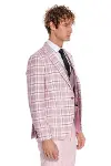 Ekose Ceketli Slim Fit Pembe Erkek Takım Elbise - Wessi-10