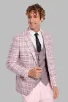Ekose Ceketli Slim Fit Pembe Erkek Takım Elbise - Wessi-3