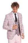 Ekose Ceketli Slim Fit Pembe Erkek Takım Elbise - Wessi-6