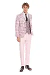 Ekose Ceketli Slim Fit Pembe Erkek Takım Elbise - Wessi-7