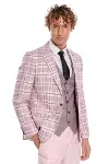 Ekose Ceketli Slim Fit Pembe Erkek Takım Elbise - Wessi-8