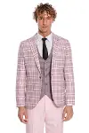 Ekose Ceketli Slim Fit Pembe Erkek Takım Elbise - Wessi-9