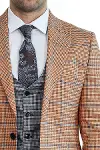 Desenli Slim Fit Turuncu Erkek Takım Elbise - Wessi-2