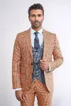 Desenli Slim Fit Turuncu Erkek Takım Elbise - Wessi-7