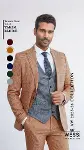 Desenli Slim Fit Turuncu Erkek Takım Elbise - Wessi-9