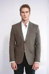 Desensiz Slim Fit Spor Kahverengi Erkek Ceket - Wessi-2