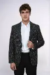 Desenli Slim Fit Spor Siyah Erkek Ceket - Wessi-5