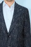 Desenli Slim Fit Spor Lacivert Erkek Ceket - Wessi-2