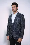 Desenli Slim Fit Spor Lacivert Erkek Ceket - Wessi-4