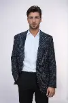 Desenli Slim Fit Spor Lacivert Erkek Ceket - Wessi-1