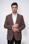 Desenli Slim Fit Spor Kahverengi Erkek Ceket - Wessi-4
