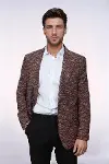 Desenli Slim Fit Spor Kahverengi Erkek Ceket - Wessi-1
