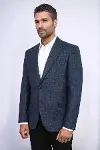 Desenli Slim Fit Lacivert Erkek Ceket - Wessi-3