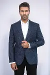 Desenli Slim Fit Lacivert Erkek Ceket - Wessi-4