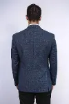 Desenli Slim Fit Lacivert Erkek Ceket - Wessi-5